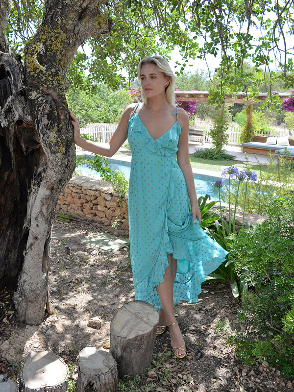 Sassafrass Maxi Dress Teal Rainbow Pre-Order