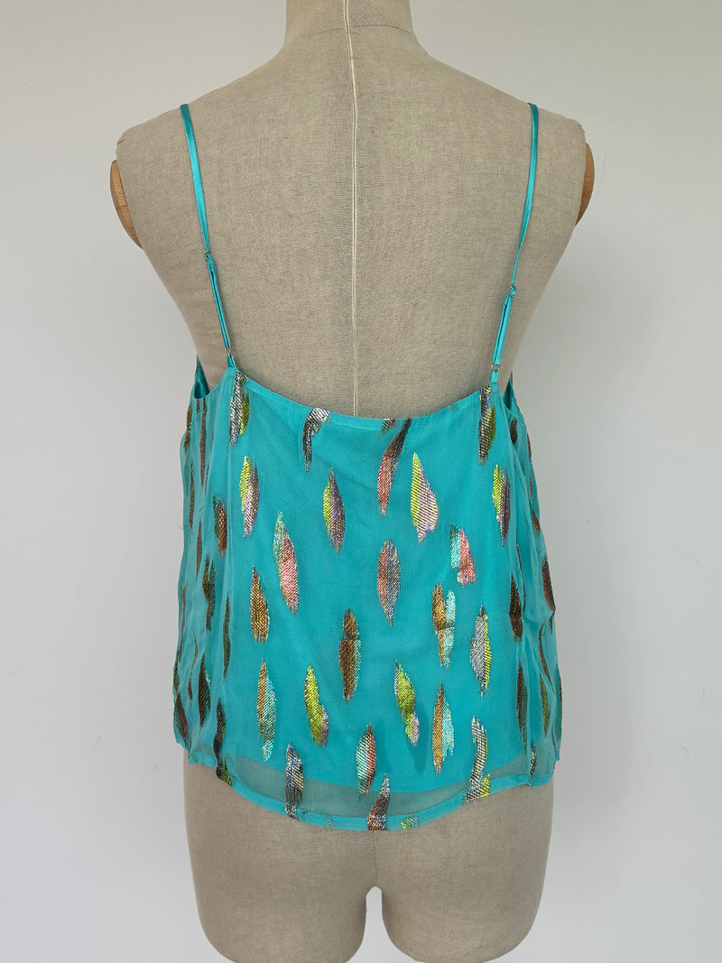 V Cami Turquoise Metallic Sunset Sale