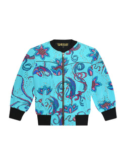 Kids Bird Bomber Jacket Teal